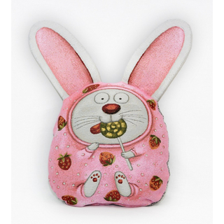 Подушка-игрушка гобеленовая "Розовый заяц" 30х35