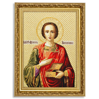Икона гобеленовая "Святой Пантелеймон" в багете