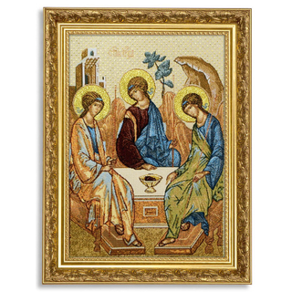 ​Икона гобеленовая "Троица" в багете